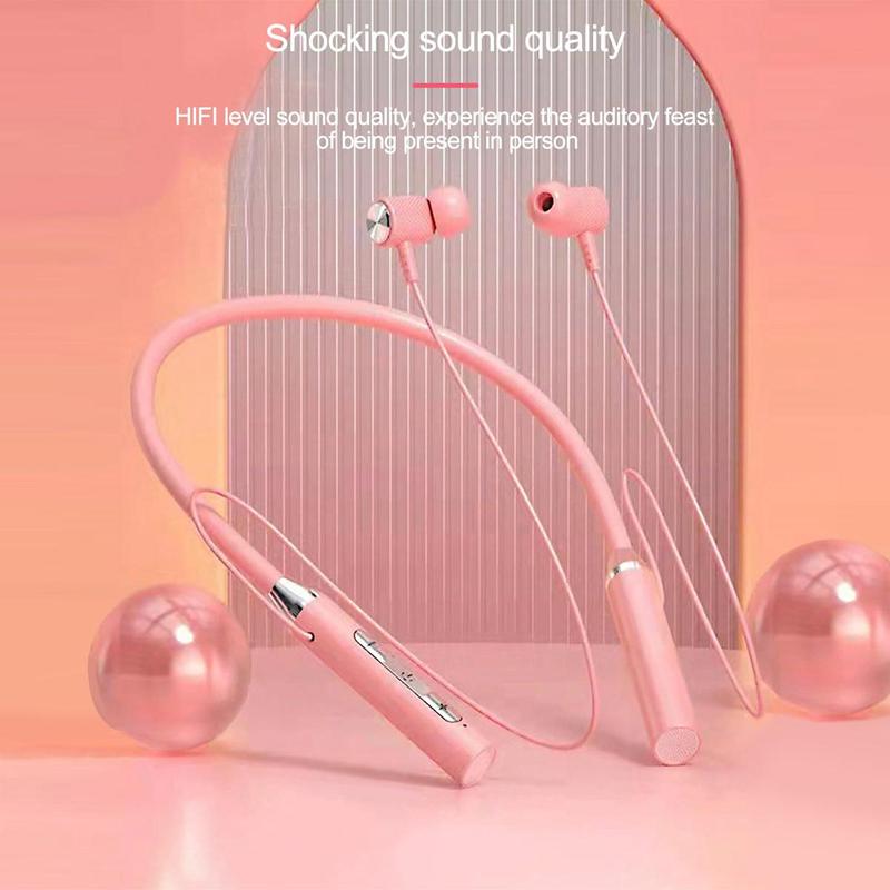 Neck Hanging Wireless Headphone, In-ear Design Neckband Bluetooth-compatible Wireless Headphone, Noise Cancelling High Sound Quality Earphone for Sport Running Gym Office