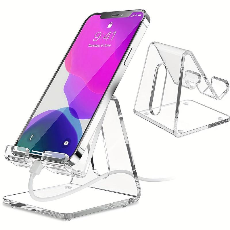 Clear Acrylic Phone Holder, 1 Count Desktop Phone Stand, Multipurpose Desk Organizer for Home Office Dormitory
