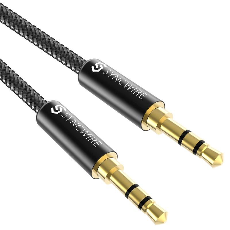 Syncwire Long Aux Cable 6.5Ft- Auxiliary Audio Cable for Headphones, Car, Home Stereos, iPhone Ipad iPod Echo Dot, Galaxy S8 Smartphones &More - Black