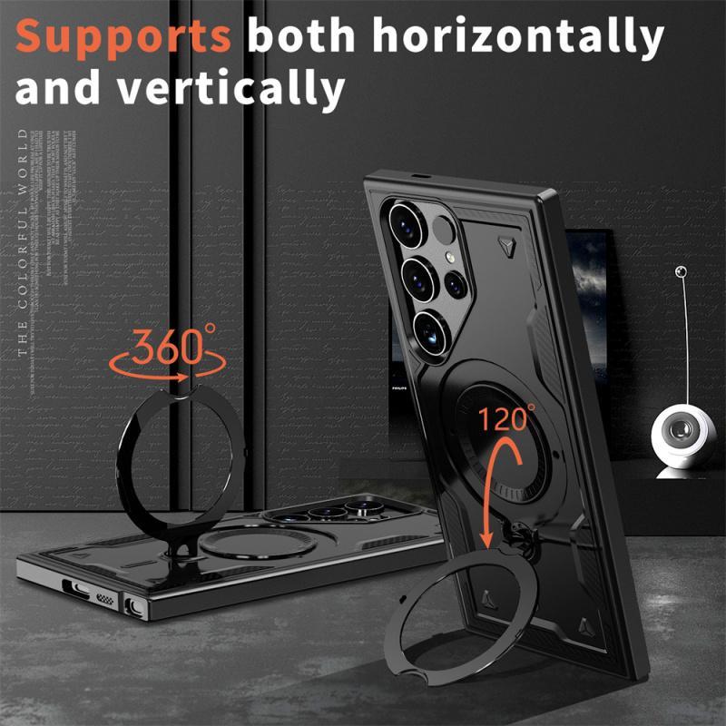Heavy Duty Phone Case with Magnetic 360° Rotating Ring Stand, 1 Count Anti-drop Phone Protective Cover, Phone Accessories for Samsung S24 Ultra S24 Plus S23 Ultra A14 A15 A55