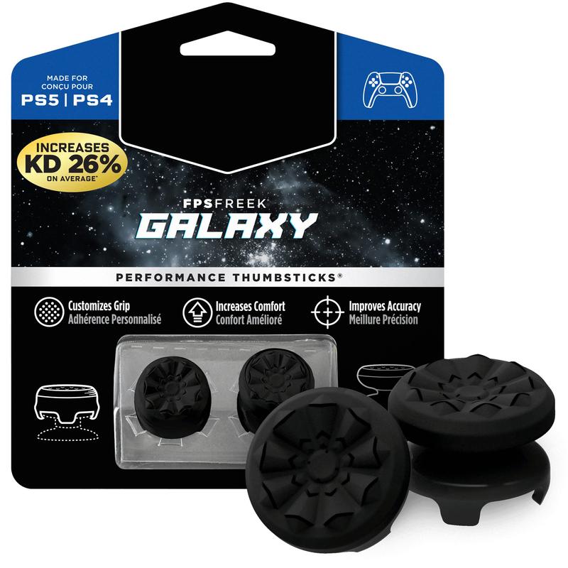 ControlFreak FPS Freek Galaxy Black for Playstation 4 (PS4) and Playstation 5 (PS5) | Performance Thumbsticks | 1 High-Rise, 1 Mid-Rise | Black (Limited Edition) Console Accessories