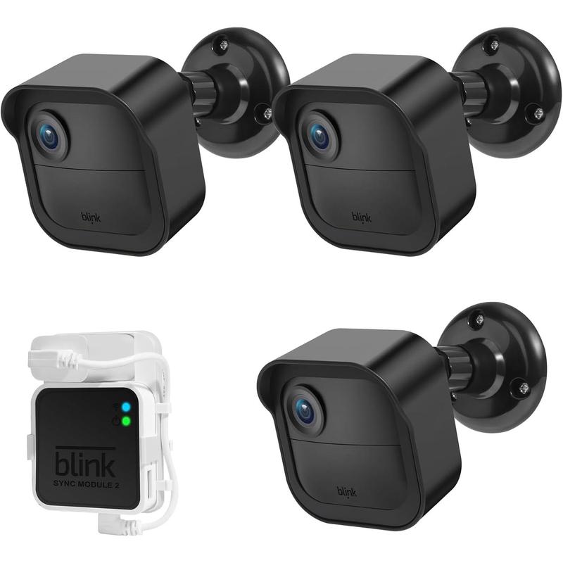 Blink Outdoor Camera Wall Mount Compatible with 3rd & 4th Gen,3 Pack Weatherproof Protective Housing ,360 Degree Adjustable Mount with Blink Sync Module 2 Outlet Mount for Blink Camera System (Black)