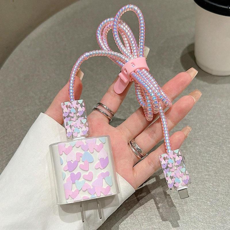 Cute Cherry Blossom Print Charger Protective Case, Charger Protective Cover, Charger Protective Case for iPhone 18W 20W Fast Charging Charger, Phone Accessories for Charger