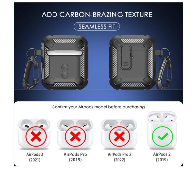 AirPod 2nd Generation Case Cover with Cleaner Kit, Military Hard Shell Protective Armor with Lock for AirPod Gen 1&2 Charging Case Wired Wireless