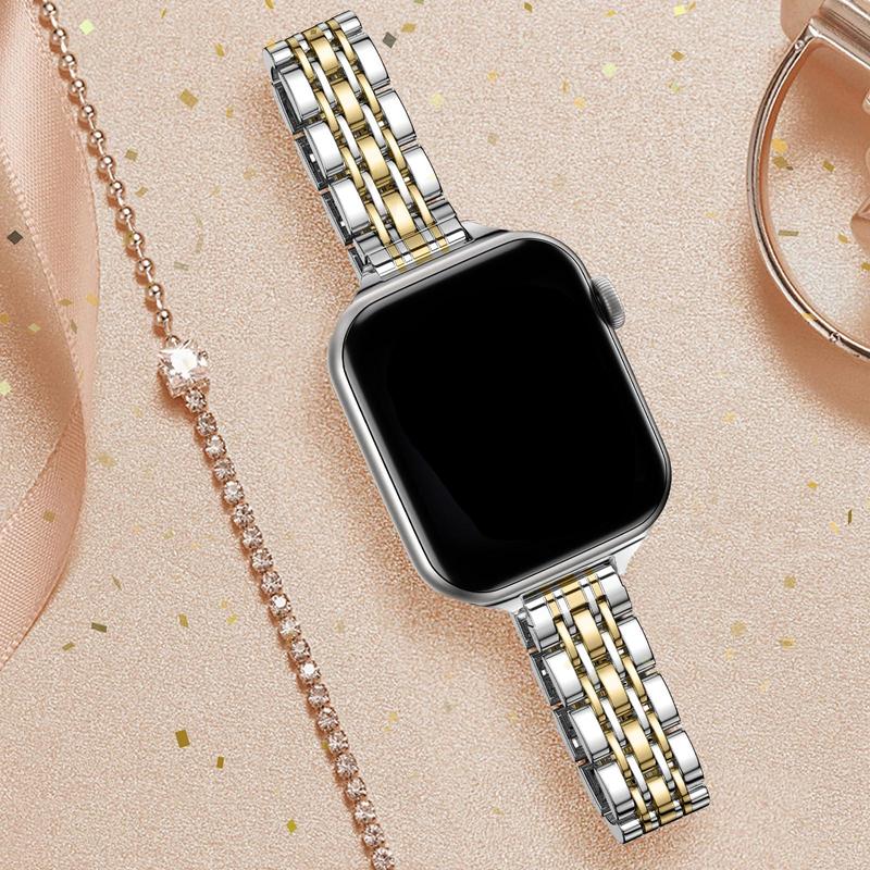 Stainless Steel Watch Band (Band Only), Fashionable Smart Watch Band with Accessories for Women, Wearable Accessories Compatible with iWatch 38mm 40mm 41mm 44mm 45mm 42mm 49mm, Wearable Accessories