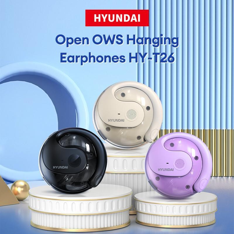 HYUNDAI HY-T26 Wireless Headphones, Waterproof Sport Wireless Earbuds, Ear-hanging Design Bluetooth-compatible OWS Earphone with Mic, Rechargeable Noise Cancelling Headphone, Wireless Headphone, Headset for Gaming Sport, Fun Summer Gift, Audio Accessories