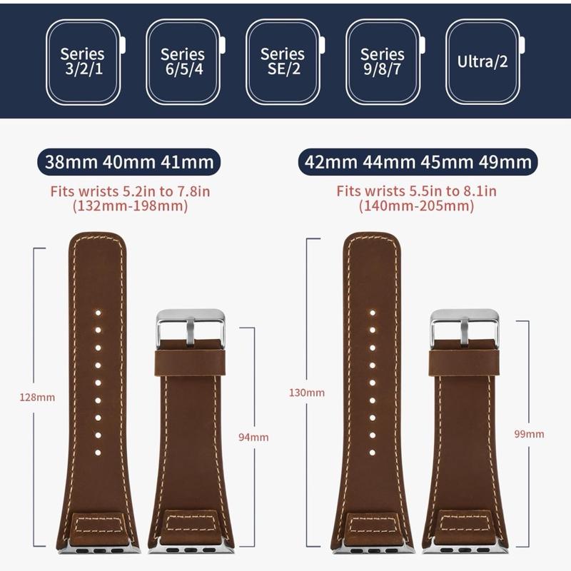 Wristitani Leather Bands Compatible With Apple Watch Band Ultra 2, 49mm 46mm 45mm 44mm 42mm For Men, Top Genuine Leather Replacement Vintage Strap for iWatch Ultra Series 10 9 8 7 SE2 SE 6 5 4