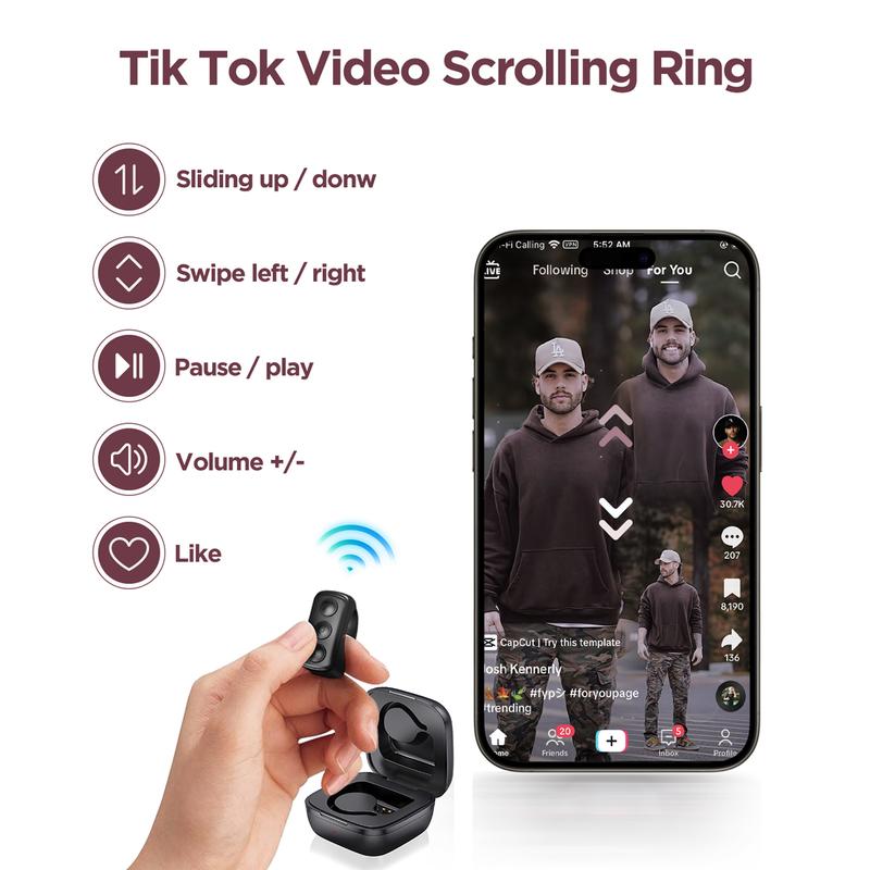 Starzoo Remote Control for, Scrolling Ring Scroller Page Turner, Bluetooth Camera Video Recording Remote, Music Control, for Kindle,iPad,iPhone Selfie Smartphone Cellphone Cellphone