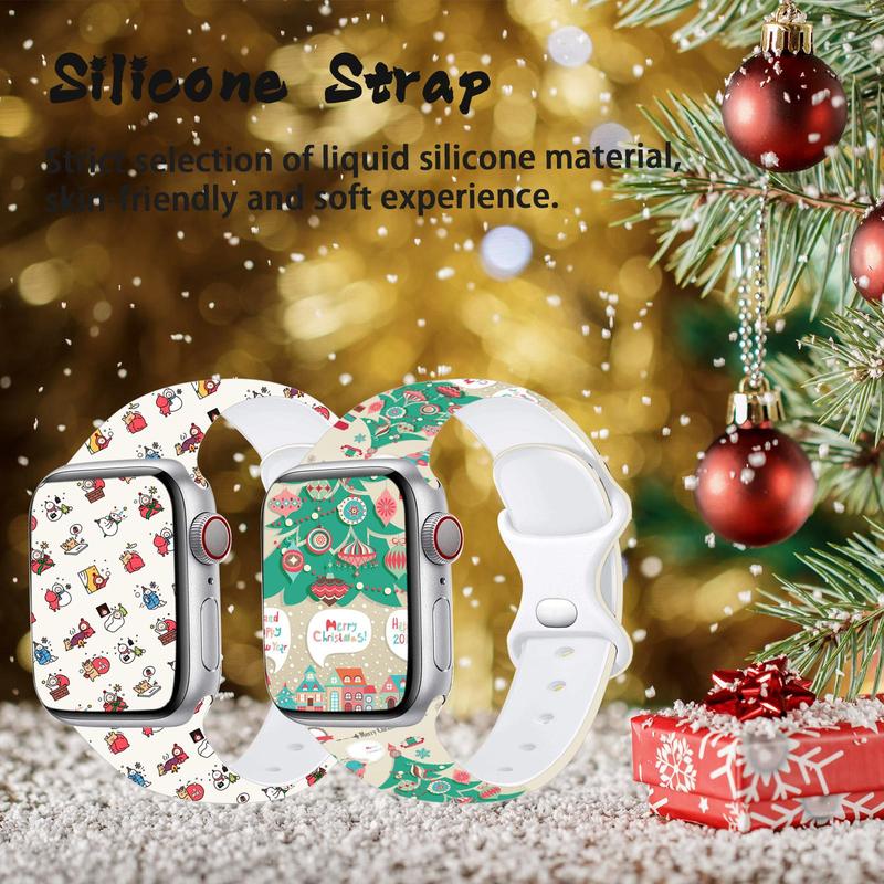Christmas Themed Watch Band (Band Only), 1 Count Fashionable Watch Band for Men & Women, Cute Snowflake Pattern Watch Band for Apple Watch SE Series 9 8 7 6 5 4 3 2 1