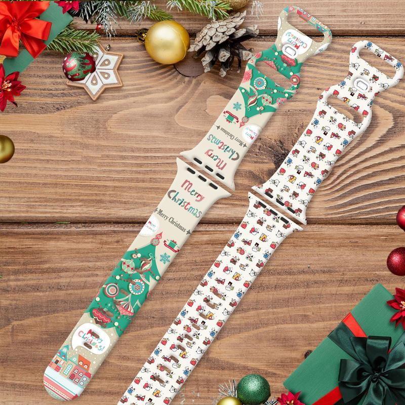 Christmas Themed Watch Band (Band Only), 1 Count Fashionable Watch Band for Men & Women, Cute Snowflake Pattern Watch Band for Apple Watch SE Series 9 8 7 6 5 4 3 2 1