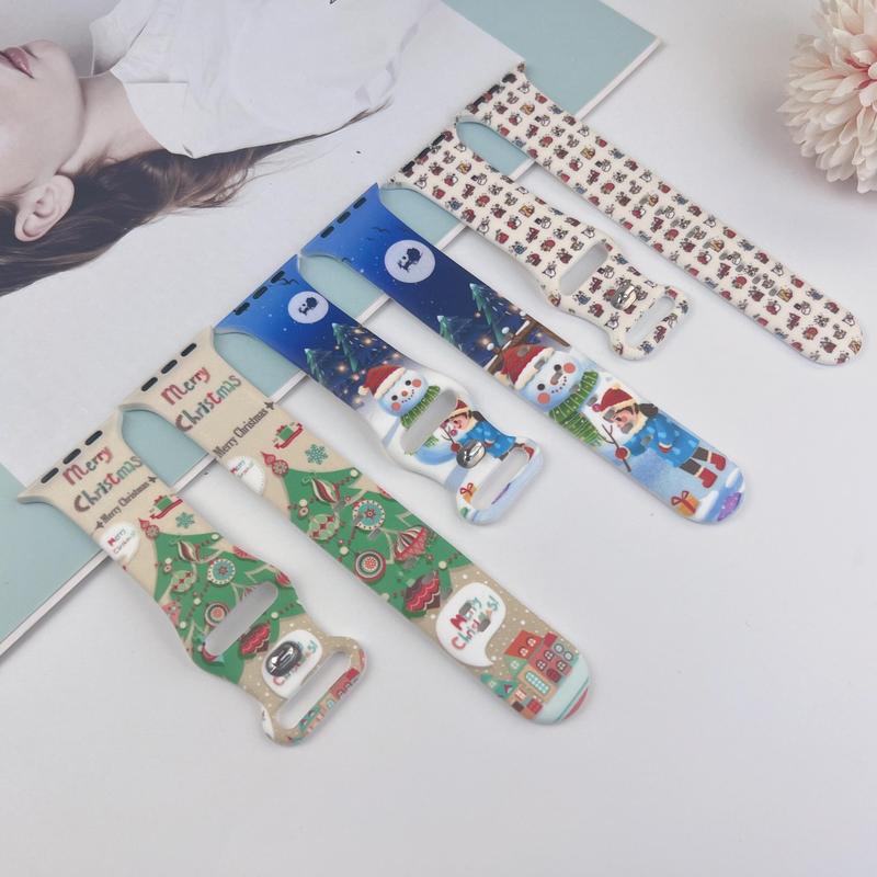 Christmas Themed Watch Band (Band Only), 1 Count Fashionable Watch Band for Men & Women, Cute Snowflake Pattern Watch Band for Apple Watch SE Series 9 8 7 6 5 4 3 2 1