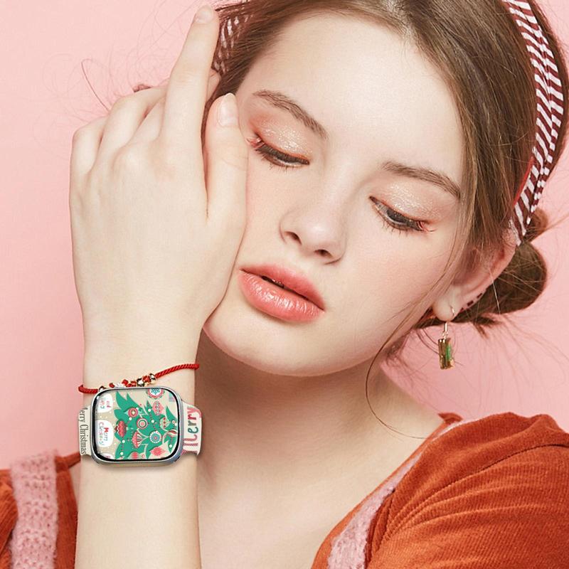 Christmas Themed Watch Band (Band Only), 1 Count Fashionable Watch Band for Men & Women, Cute Snowflake Pattern Watch Band for Apple Watch SE Series 9 8 7 6 5 4 3 2 1