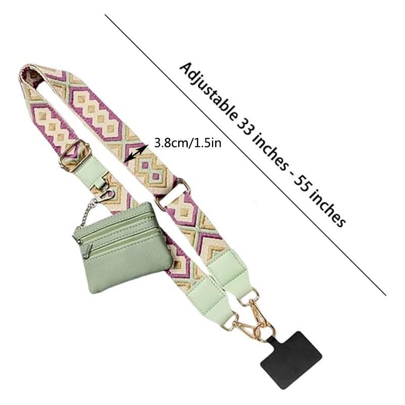 Adjustable Phone Strap with Zippered Pouch, Crossbody Phone Lanyard with Wallet, Cross Body Phone String with Zipper Wallet Pouch Purses, Phone Charm