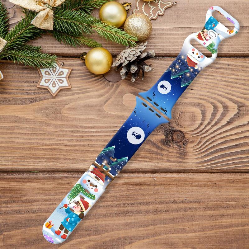 Christmas Themed Watch Band (Band Only), 1 Count Fashionable Watch Band for Men & Women, Cute Snowflake Pattern Watch Band for Apple Watch SE Series 9 8 7 6 5 4 3 2 1