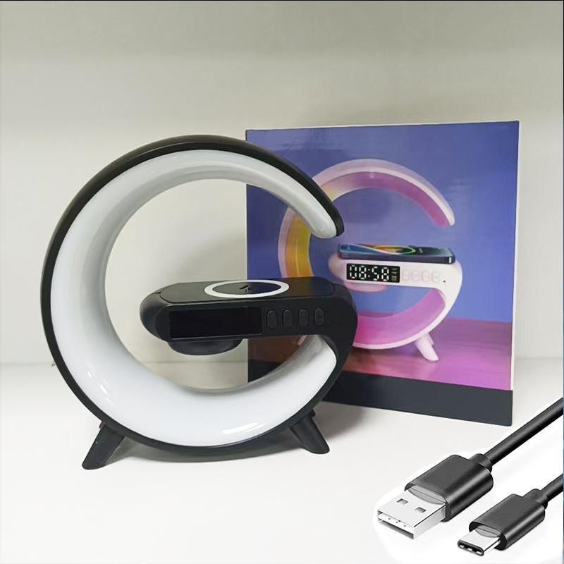 VIKEFON Wireless Speaker with RGB Night Light, USB Powered Multi-functional Wireless Charging Speaker, Alarm Clock Speaker for iPhone, Samsung, Xiaomi, Huawei