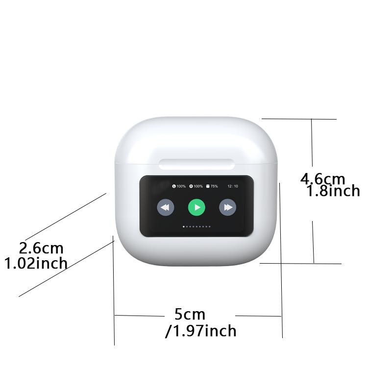Full-Color Display Bluetooth Earphone，Touch Screen Earphone Noise Cancellation Bluetooth Earphones ， With Double Mic 500mAh Charging Case，Long Life In-Ear Lightweight Headphones Audio Headset（Buy One Get One Free Charging Case）