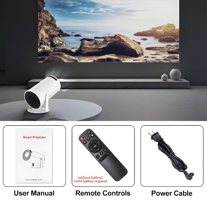 HAOYE HY300 Smart Mini Projector with WIFI & Bluetooth, 4K 1080P Support Portable Projector 180° Rotatable,130'' Screen Movie Projector,For Home & Outdoor,Build in Android 11.0 System