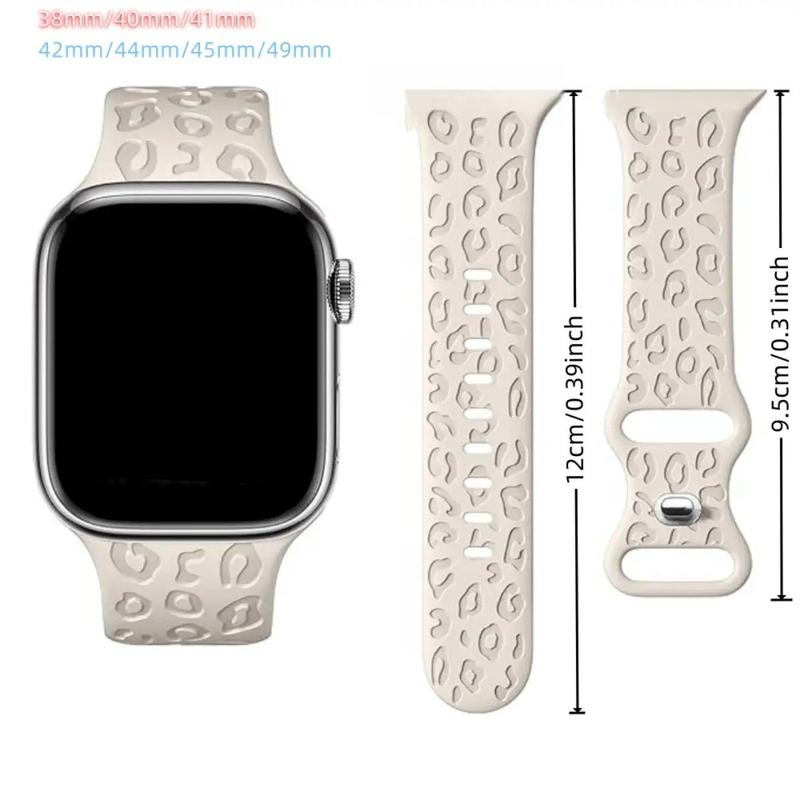 Fashion Leopard Engraved Pattern Watch Band, Soft Silicone Watch Band for Women & Men, Smart Watch Bands, Wearable Accessories Compatible with Apple Watch Bands Series 9 8 7 6 5 4 3 2 1 SE, Watches Band