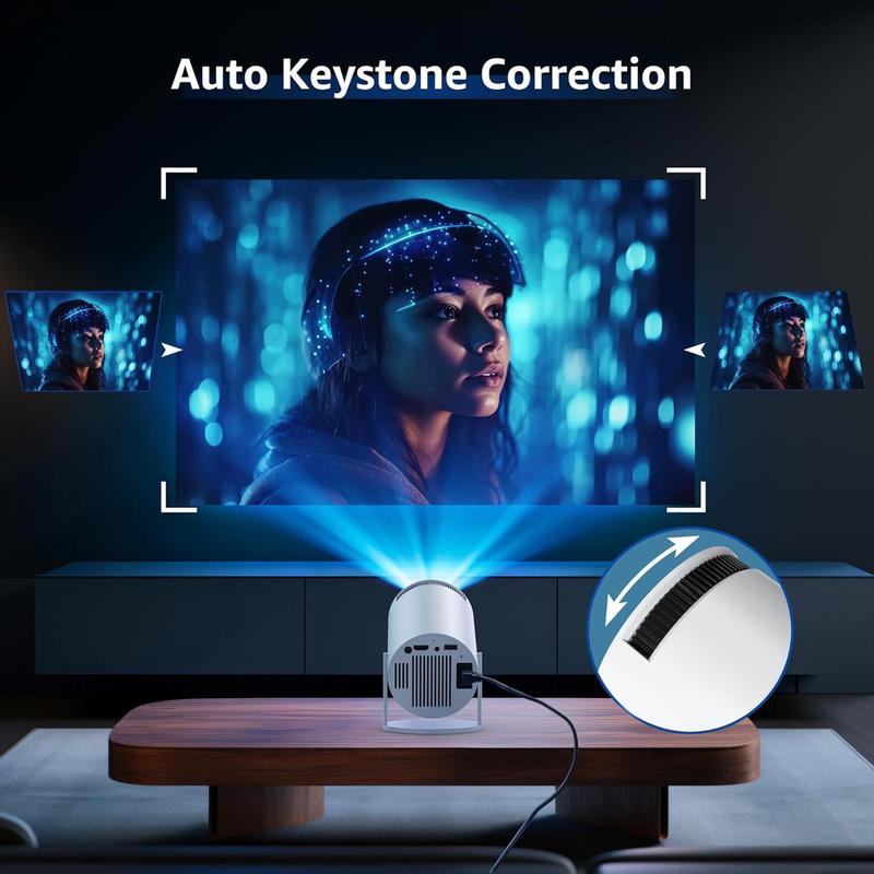 ILEPO Portable Projector, 4K Projector, WiFi Bluetooth-compatible Mini Projector, 180° Rotatable Projector, Outdoor Movie Projector