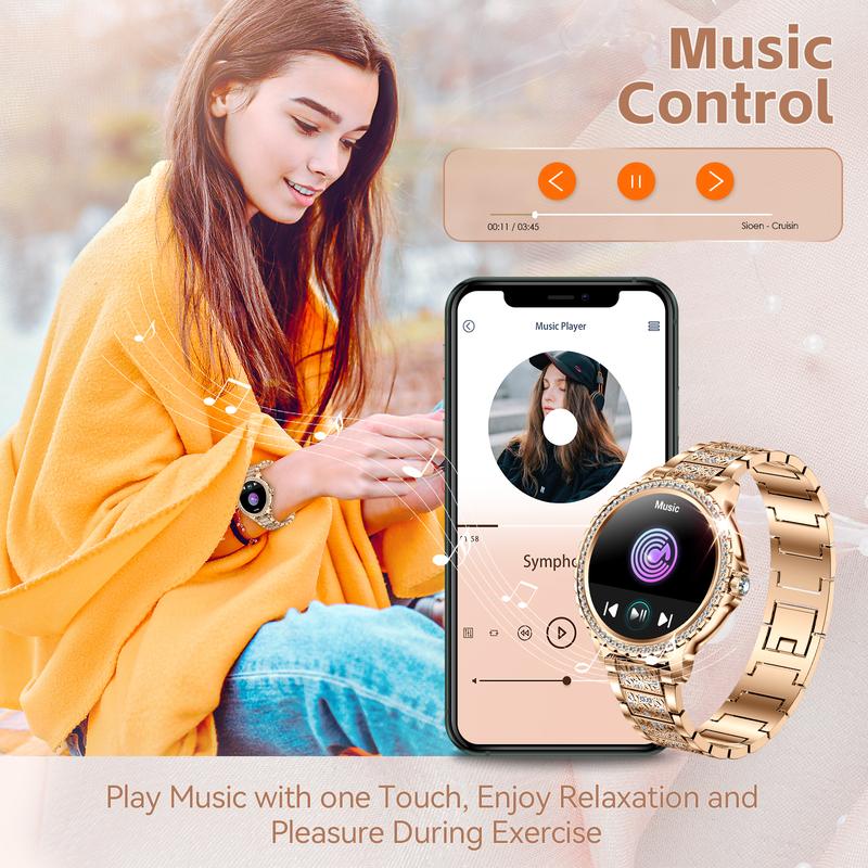 EIGIIS Women's Smart Watch (Answer Make Calls) with SMS and Call Ai Voice Assistant Function, Smart Watch Gift for Women