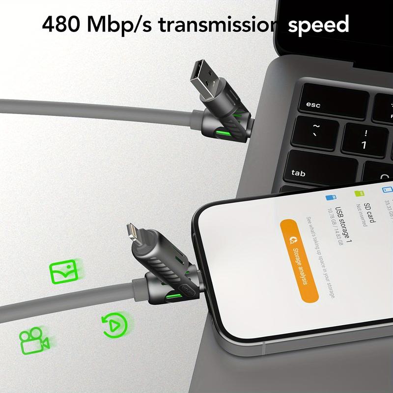 4 in 1 Multi-Function USB Charging Cable - MAX 240W Fast Charging Charger Cable, Multi-Function Charger for Fast Charging And Data Transfer with USB A + Type C, for Iphone Ipad, Samsung Galaxy Macbook Ipad Tablet,  Smartphone Cellphone Etc.