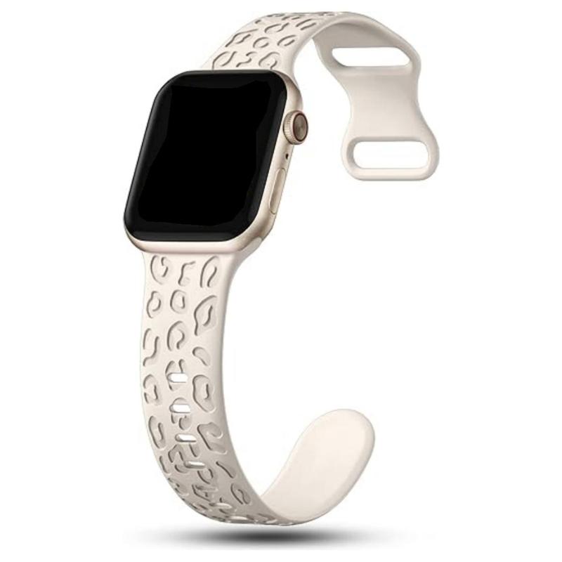 Fashion Leopard Engraved Pattern Watch Band, Soft Silicone Watch Band for Women & Men, Smart Watch Bands, Wearable Accessories Compatible with Apple Watch Bands Series 9 8 7 6 5 4 3 2 1 SE, Watches Band