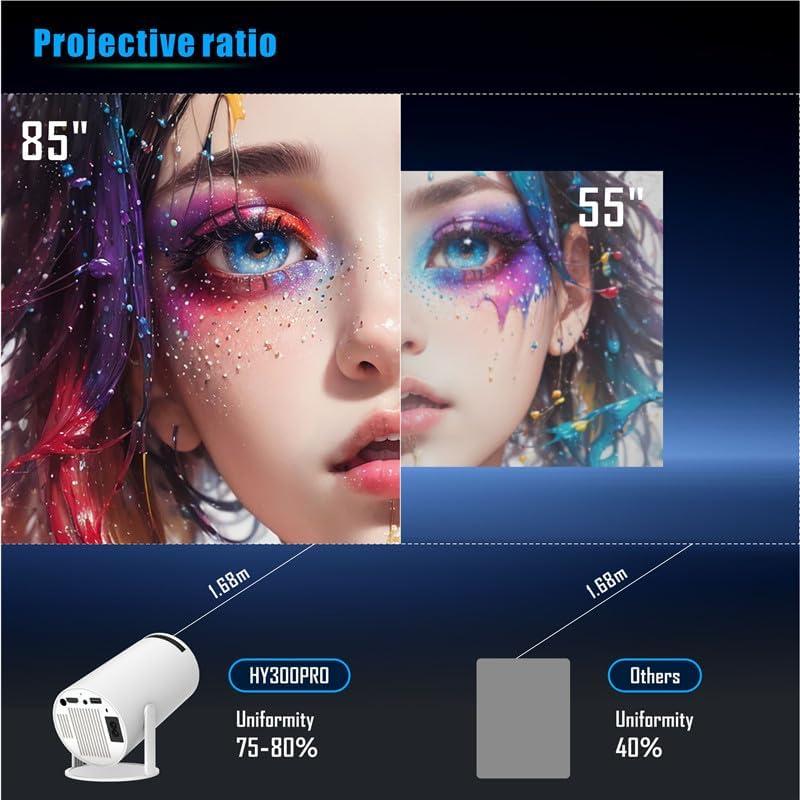 ILEPO Portable Projector, 4K Projector, WiFi Bluetooth-compatible Mini Projector, 180° Rotatable Projector, Outdoor Movie Projector