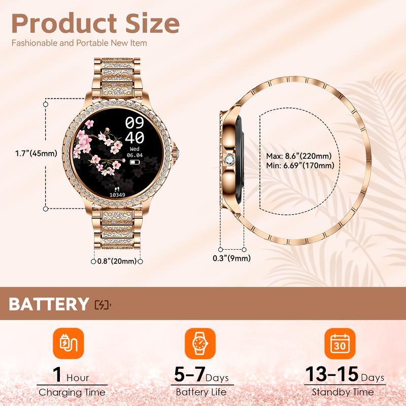 EIGIIS Women's Smart Watch (Answer Make Calls) with SMS and Call Ai Voice Assistant Function, Smart Watch Gift for Women