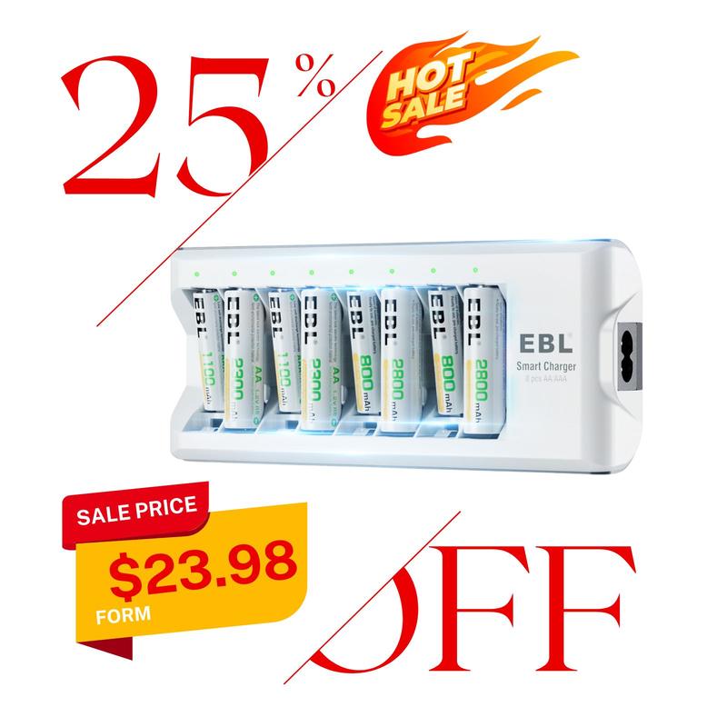 EBL AA AAA Batteries with Upgraded 808 Individual Charger