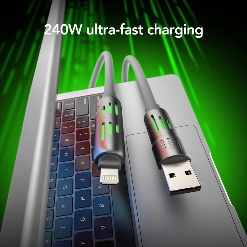 4 in 1 Multi-Function USB Charging Cable - MAX 240W Fast Charging Charger Cable, Multi-Function Charger for Fast Charging And Data Transfer with USB A + Type C, for Iphone Ipad, Samsung Galaxy Macbook Ipad Tablet,  Smartphone Cellphone Etc.