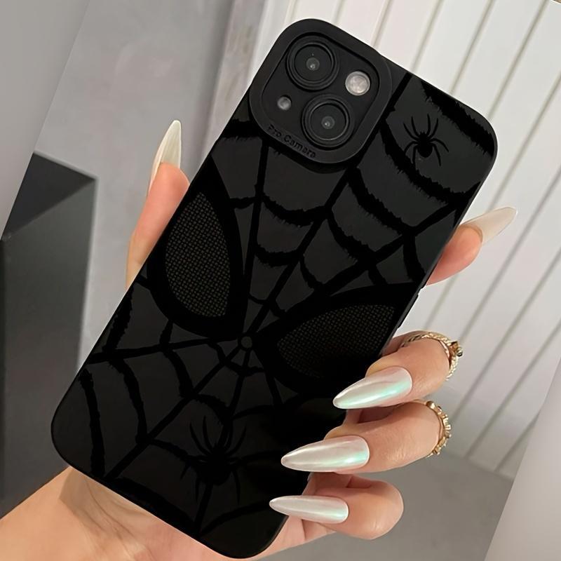 Spider Pattern Design Phone Case, Shockproof Phone Protective Cover, Phone Accessory Compatible with iPhone 14 13 12 11 XS XR X