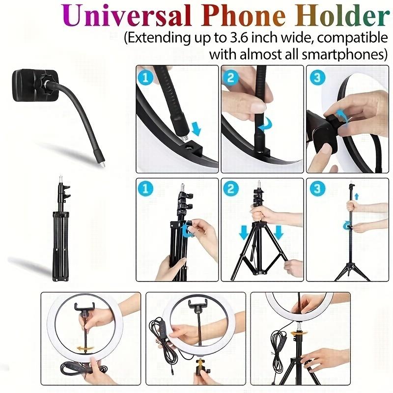 10 Brightness Enhancing LED Ring Light with Universal Mobile Phone Tripod Stand - Perfect for Flawless Selfies, Photography, Video Recording, and Seamless Zoom Meetings