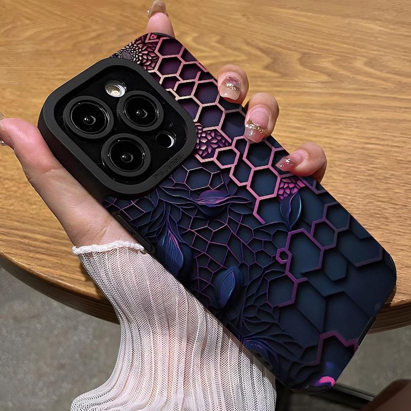 Honeycomb Pattern Phone Case, Anti-drop Phone Protector Cover, Phone Accessories Compatible with iPhone 15 14 13 12 11 Pro Max