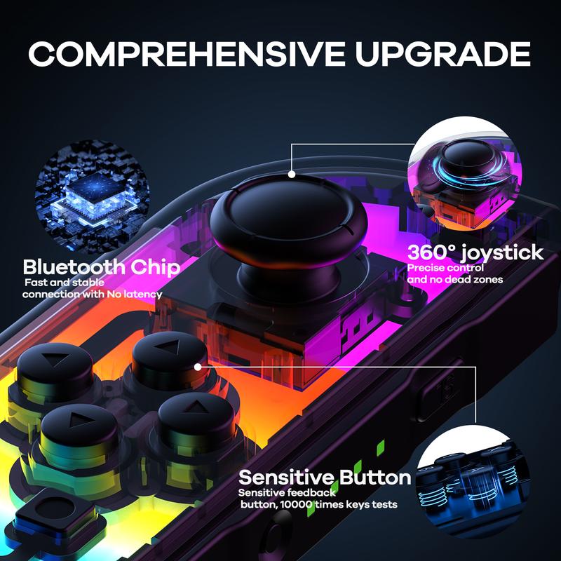PKMACE 2 Pack Switch Controller with RGB LED, 2 Pack Adjustable Turbo & Vibration, Motion Control Wake-Up Screenshot Console