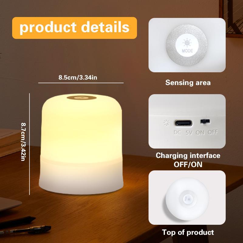 USB Rechargeable LED Night Light, 16-color Changing Touch Control Night Light, Decorative Light for Bedroom, Living Room, Home Decor