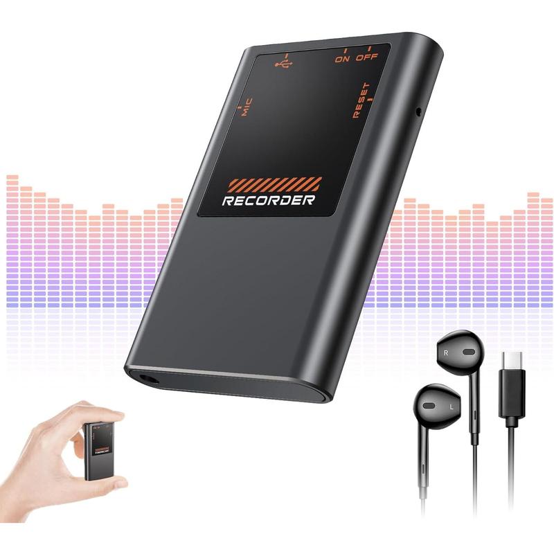 Voice Recorder - 64GB Voice Activated Recorder with AI Noise Cancellation, Recording Device with 750 Hours Storage,Digital Video Recorders with Playback for Interviews Meeting Classes (Black 1)