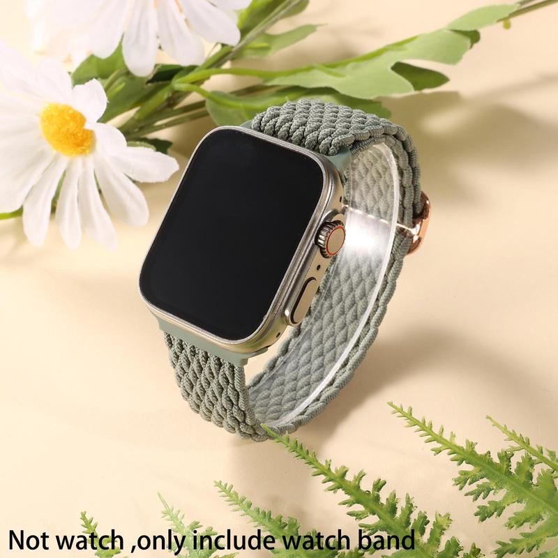 Braided Nylon Watch Band, 6 Counts Replacement Watch Band Compatible with iWatch Series 10 9 8 7 6 5 4 3 2 1 SE, Smart Watch Accessories