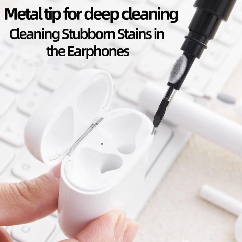 Bluetooth earbuds cleaner kit pen, shape with soft brush for wireless earphones Bluetooth headphones charging case accessories tool, computer, camera, keyboard