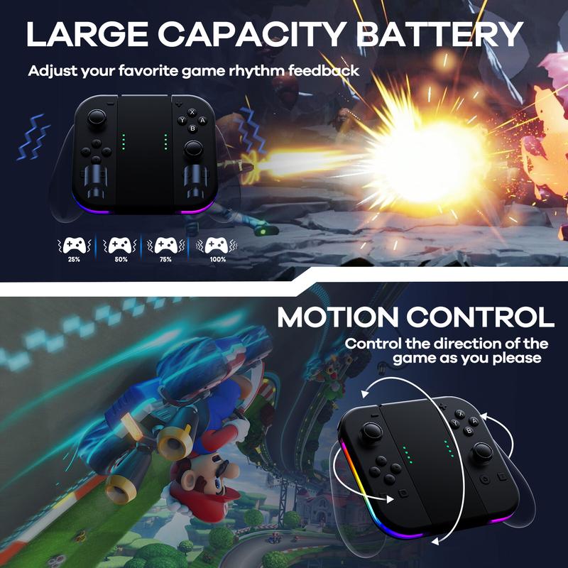 PKMACE 2 Pack Switch Controller with RGB LED, 2 Pack Adjustable Turbo & Vibration, Motion Control Wake-Up Screenshot Console