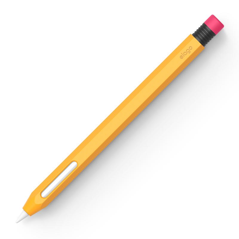 elago Pencil Case Compatible Pencil 2nd Generation - Silicone Cover Sleeve, Retro Design, Compatible with Magnetic Charging and Double Tap (Must Install Properly for Magnetic Charging) [Classic Yellow]