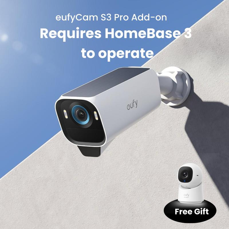 eufyCam S3 Pro Add-on Camera, Solar Camera Outdoor Wireless, MaxColor Night Vision, 4K Security Camera with Solar Panel, Forever Power 2.0, Face Recognition AI, Expandable Local Storage, No Monthly Fee