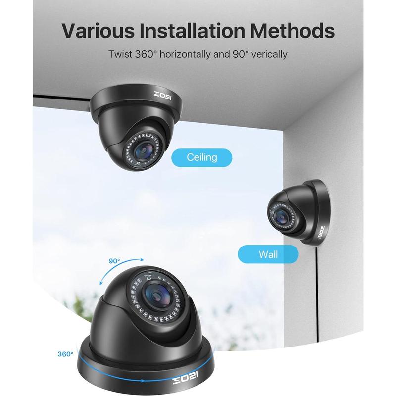 [BlackFriday] ZOSI 1080P HD Security Camera Indoor Outdoor,1920TVL 2.0MP 4-in-1 HD TVI CVI AHD CVBS CCTV Camera,Weatherproof,80ft IR Night Vision,for 960H,720P,1080P,5MP,4K Analog Home Surveillance DVR System