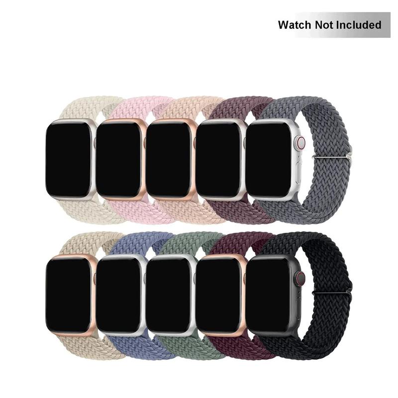 Braided Stretchy Smart Watch Band (Band Only), Sports Nylon Elastic Solo Loop Watch Band for iWatch Series 9 8 7 6 5 4 3 2 1 SE, Smart Watch Band for Apple Watch