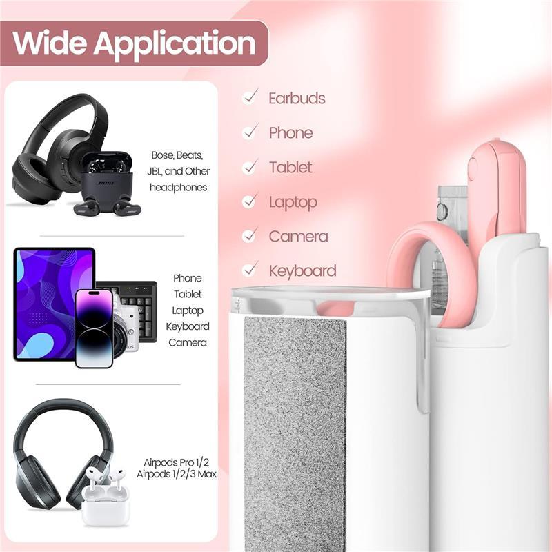 Laptop Screen Keyboard Earbud Cleaner Kit，Electronics Cleaning Tool for MacBook iPad iPhone Pro Cell Phone,airpod Cleaner kit,Computer Cleaning Tool Kit(Pink) Camera Smartphone