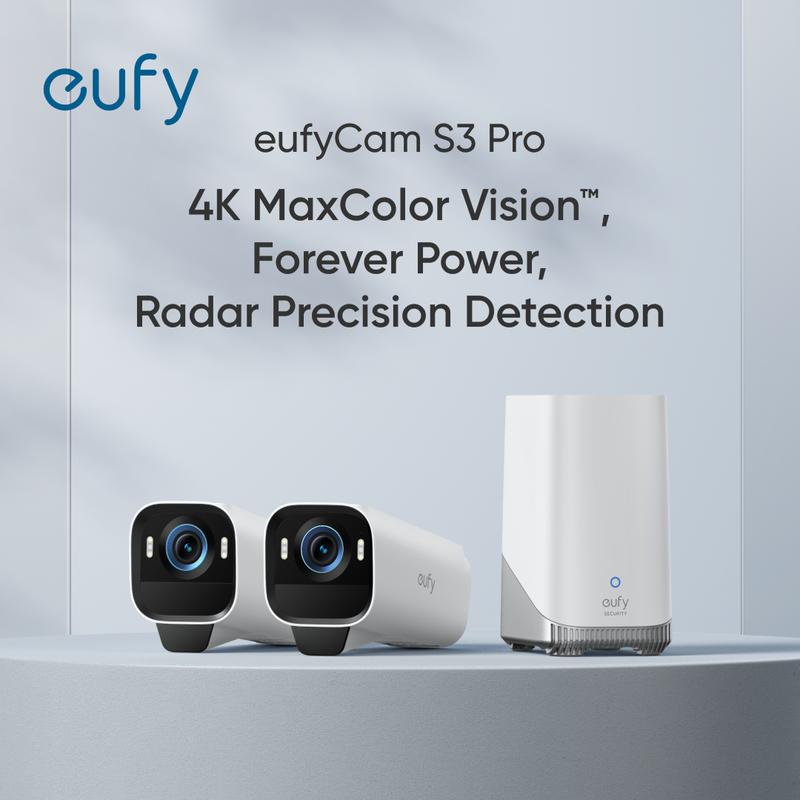 eufyCam S3 Pro Add-on Camera, Solar Camera Outdoor Wireless, MaxColor Night Vision, 4K Security Camera with Solar Panel, Forever Power 2.0, Face Recognition AI, Expandable Local Storage, No Monthly Fee