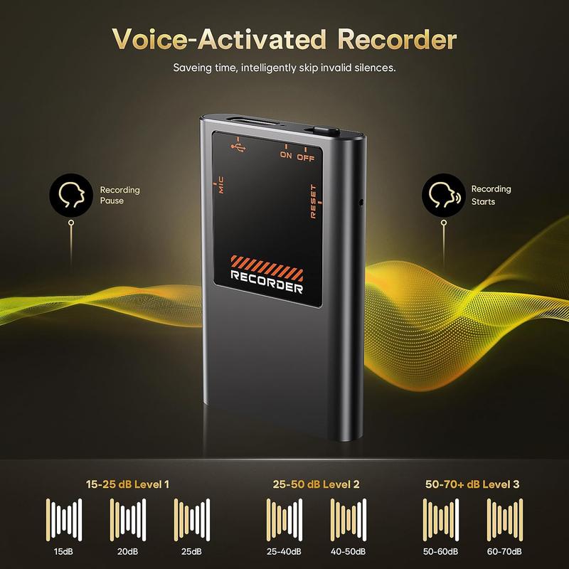 Voice Recorder - 64GB Voice Activated Recorder with AI Noise Cancellation, Recording Device with 750 Hours Storage,Digital Video Recorders with Playback for Interviews Meeting Classes (Black 1)