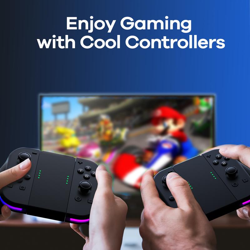 PKMACE 2 Pack Switch Controller with RGB LED, 2 Pack Adjustable Turbo & Vibration, Motion Control Wake-Up Screenshot Console