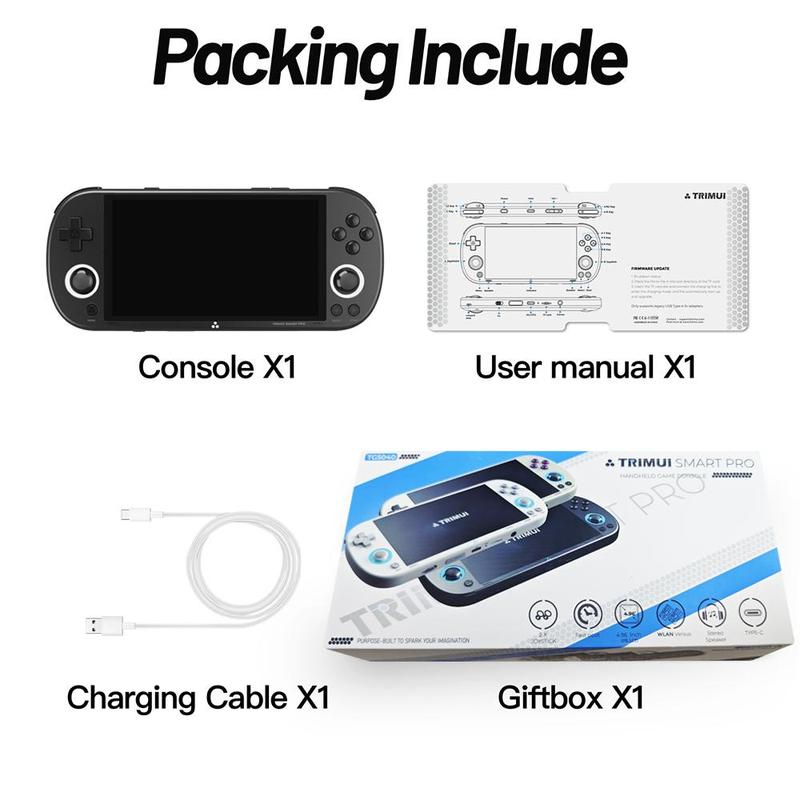 TRIMUI Smart Pro Handheld Game Console, 1 Count 4.96 Inch IPS Full Fit Screen 1280*720 Resolution Game Console, Gift for Friend, Game Peripherals