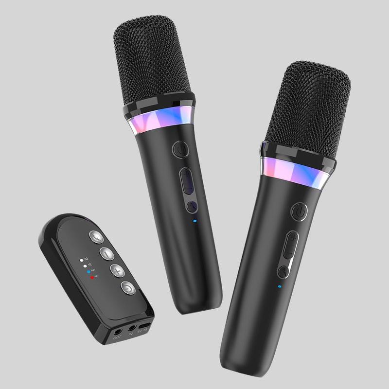 Wireless Microphone, Rechargeable Handheld Mic with RGB Colorful Light, Portable BT 5.3 HiFi Microphone for Car Audio Mobile Phone Computer Tablet Projector Speaker