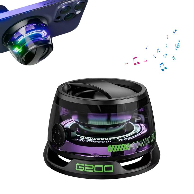 2024 Magnetic Mini Bluetooth Speaker, G200 5W mini Speaker Wireless with Bluetooth 5.3, RGB Light, Game Mode, 7H Playtime, Portable Phone Stand for iPhone, Travel, Golf Car,for Hiking Camping,Thanksgiving Day,Christmas New Year Gift